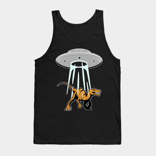 UFO Alien Abduction Dinosaur Raptor Gift Tank Top by Swagazon